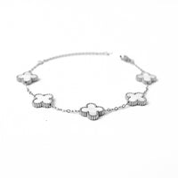 Silver Clover Bracelet (White)