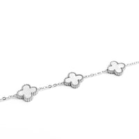 Silver Clover Bracelet (White)