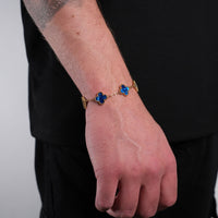 Gold Pearl Clover Bracelet (Navy)