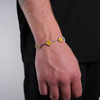 Silver Pearl Clover Bracelet (Apricot)