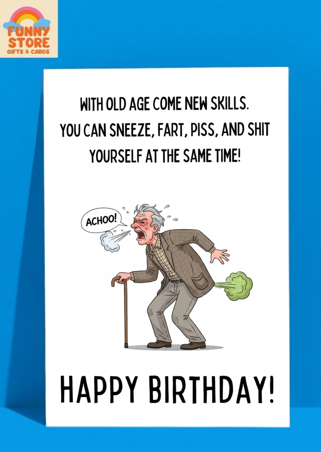 Funny OLD AGE NEW SKILLS MEN! Birthday Card