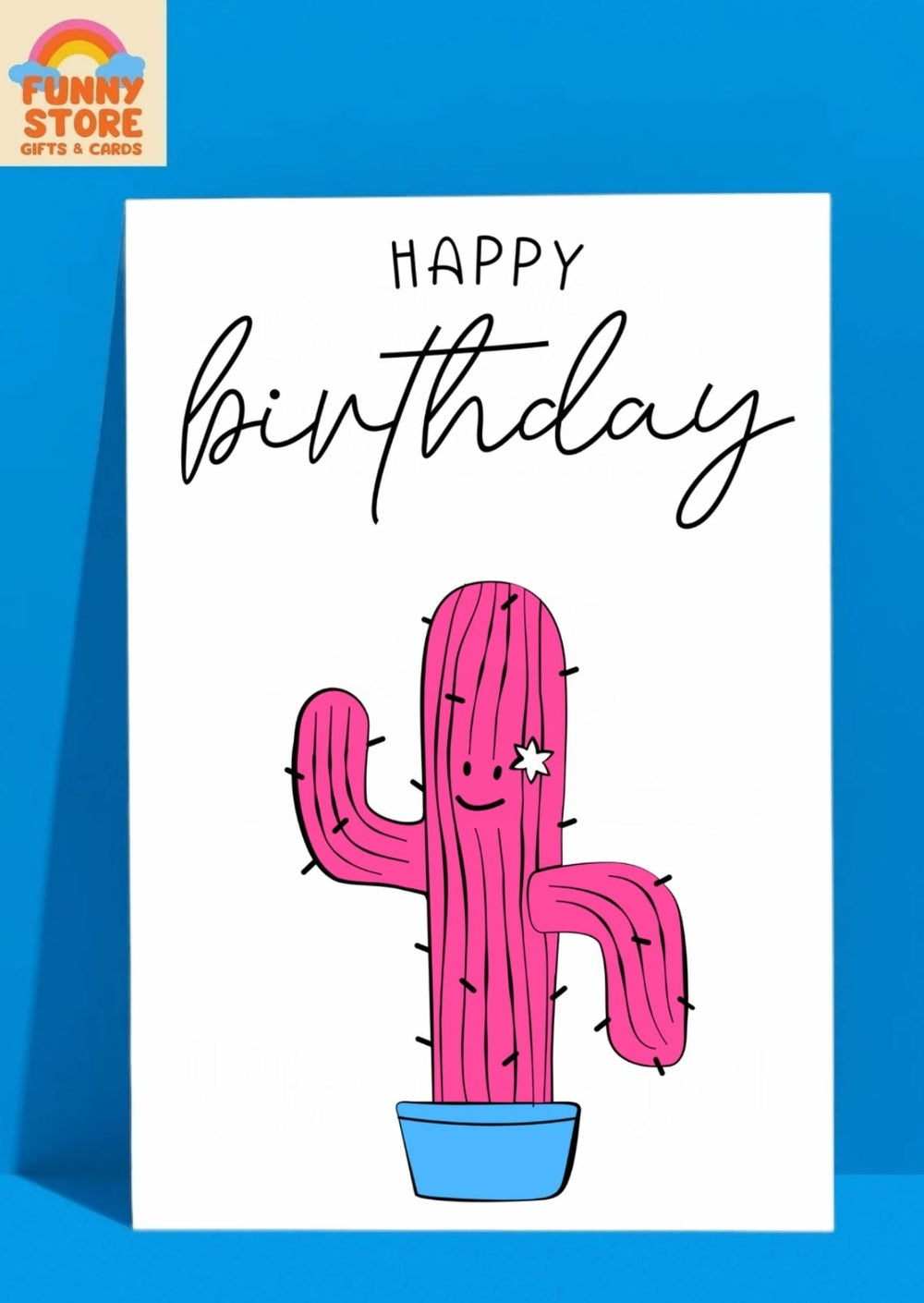 Funny Happy Birthday! Pink Cactus Birthday Card