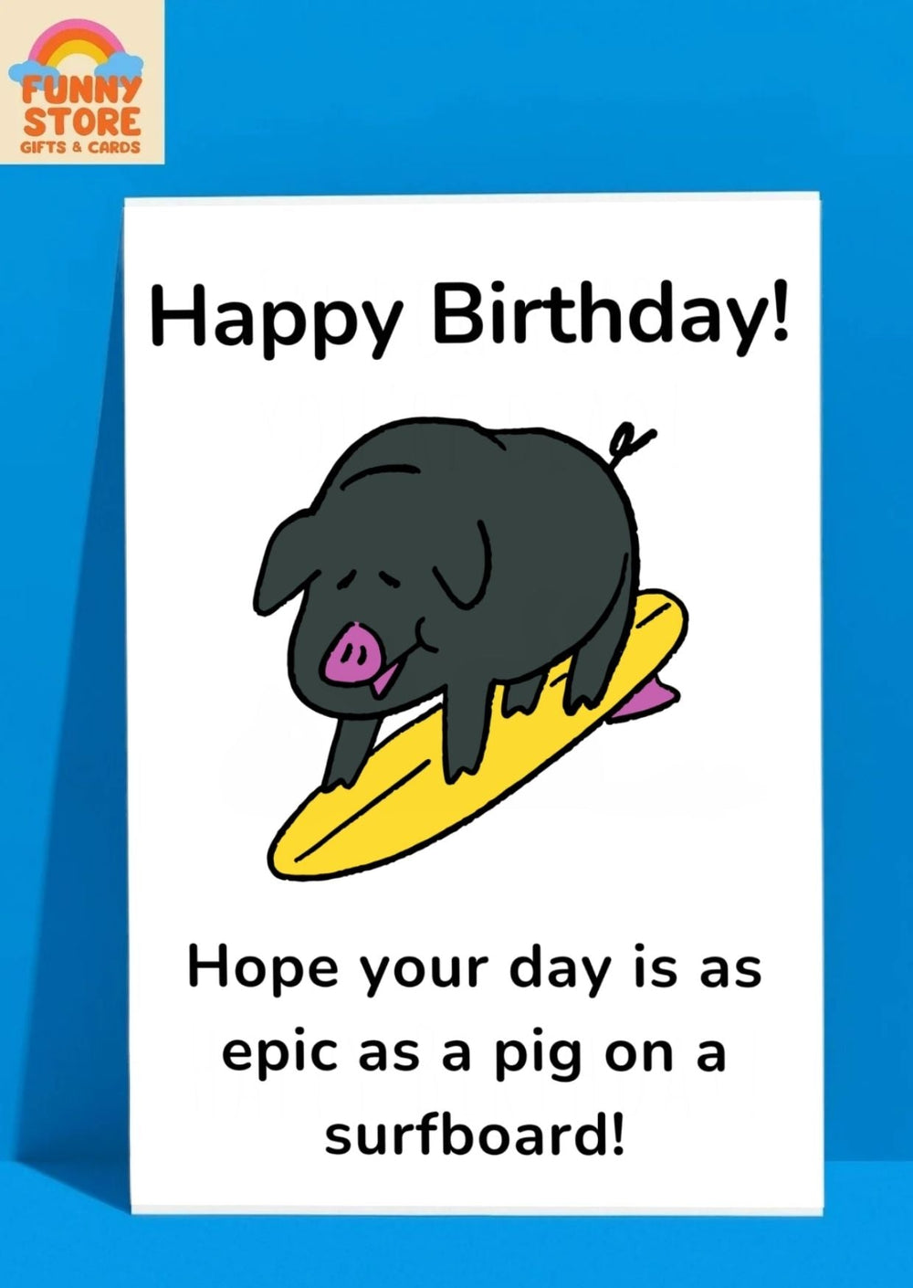 Funny Surfing Pig "Epic Day" Birthday Card