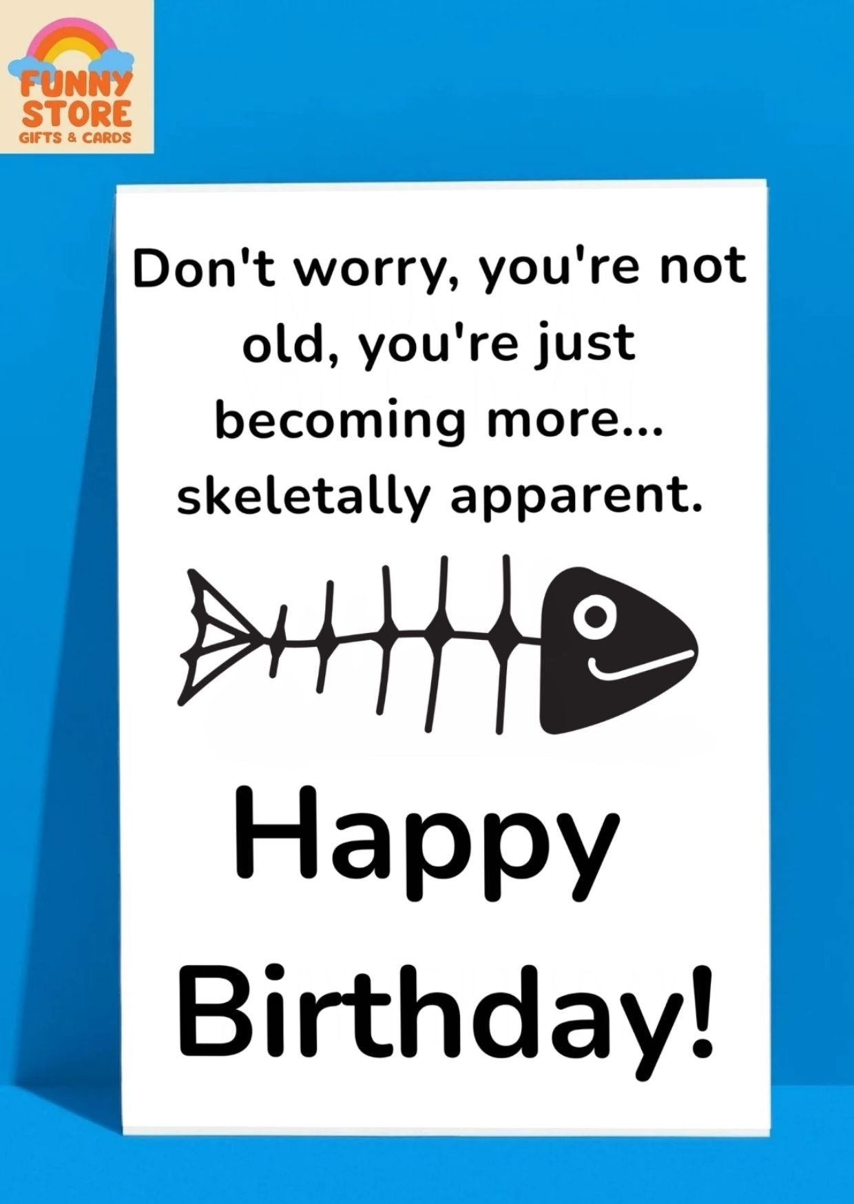Funny Fish Skeleton "Skeletally Apparent" Birthday Card