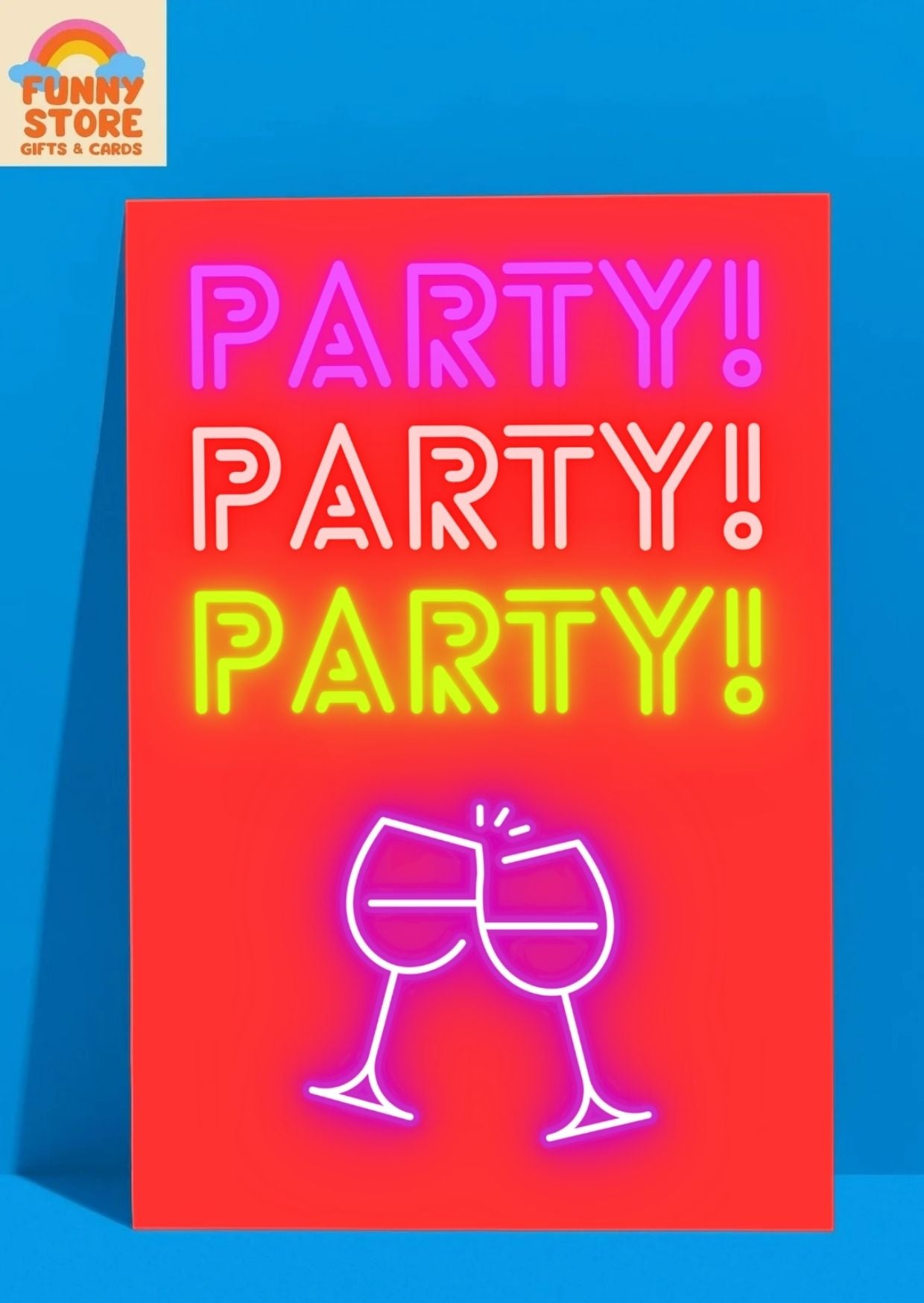 Neon "PARTY!" Celebration Card