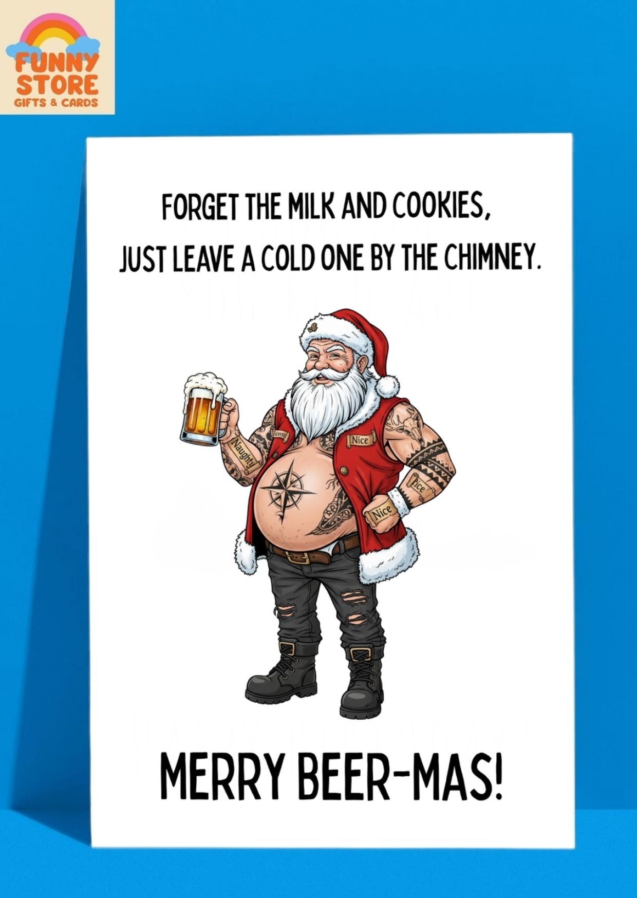 MERRY BEER-MAS! Funny Santa Christmas Card