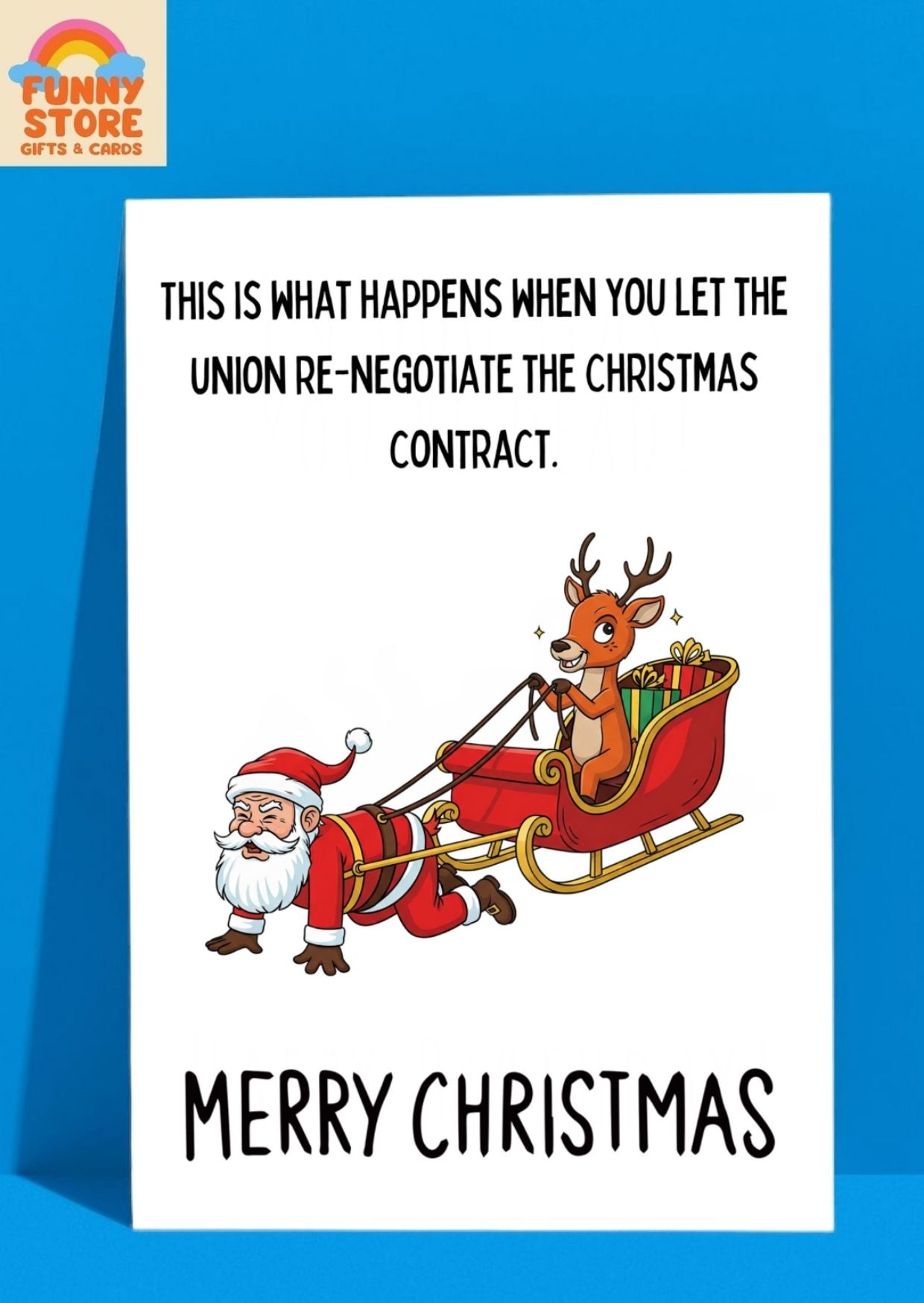 CHRISTMAS UNION RE-NEGOTIATES Funny Christmas Card