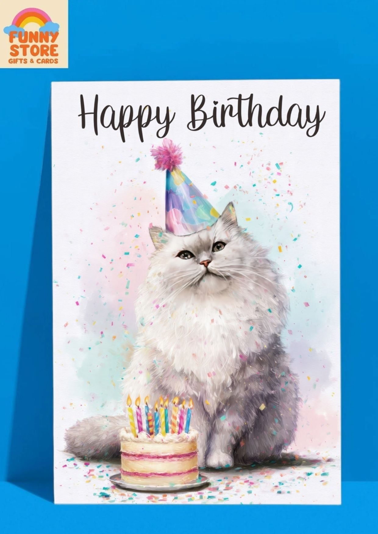 Fluffy Cat Birthday Card