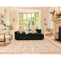 Eco-Washable Beige Rug Flowers Design