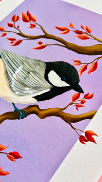 Coal Tit Autumn Art Print for Nature Lovers
