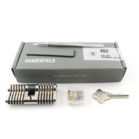 Dangerfield Aerospace Cutaway Practice Lock +Pins and Tweezers - Repinnable, Configurable Solid Metal Training Lock