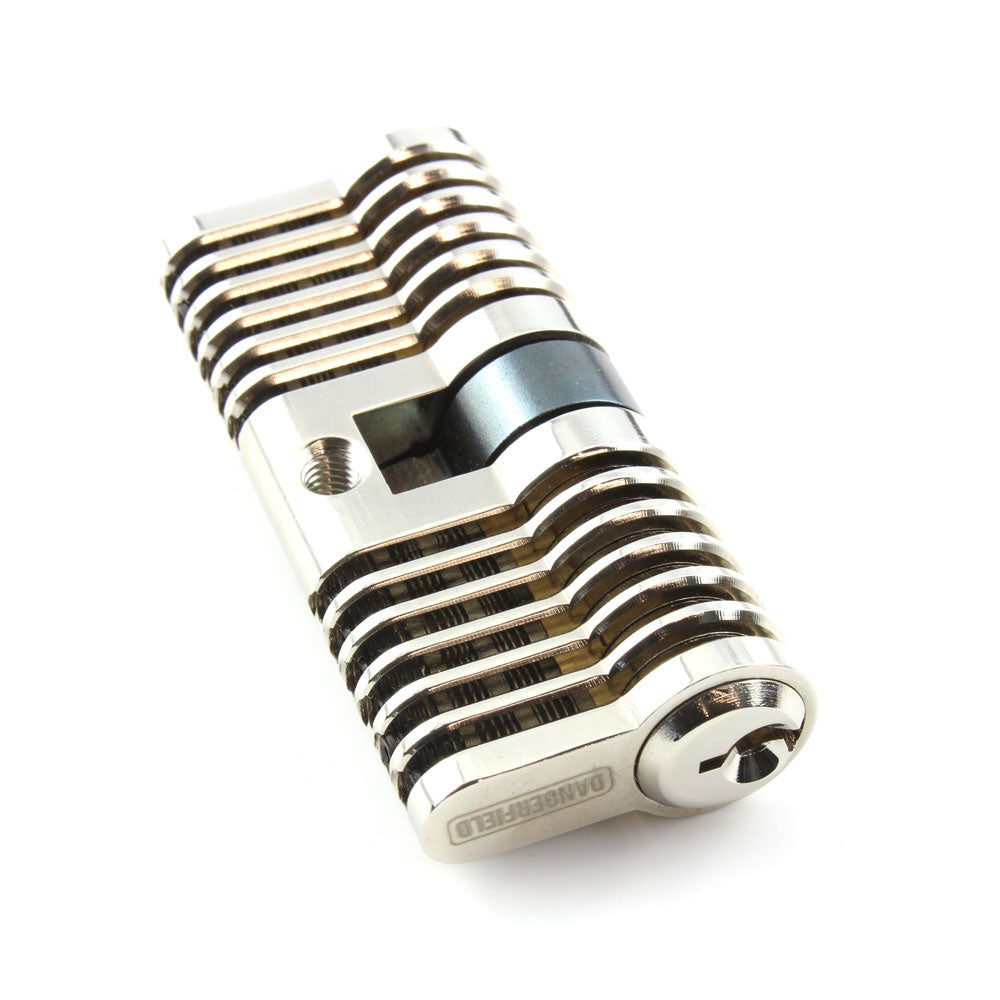 Dangerfield Aerospace Cutaway Practice Lock +Pins and Tweezers - Repinnable, Configurable Solid Metal Training Lock