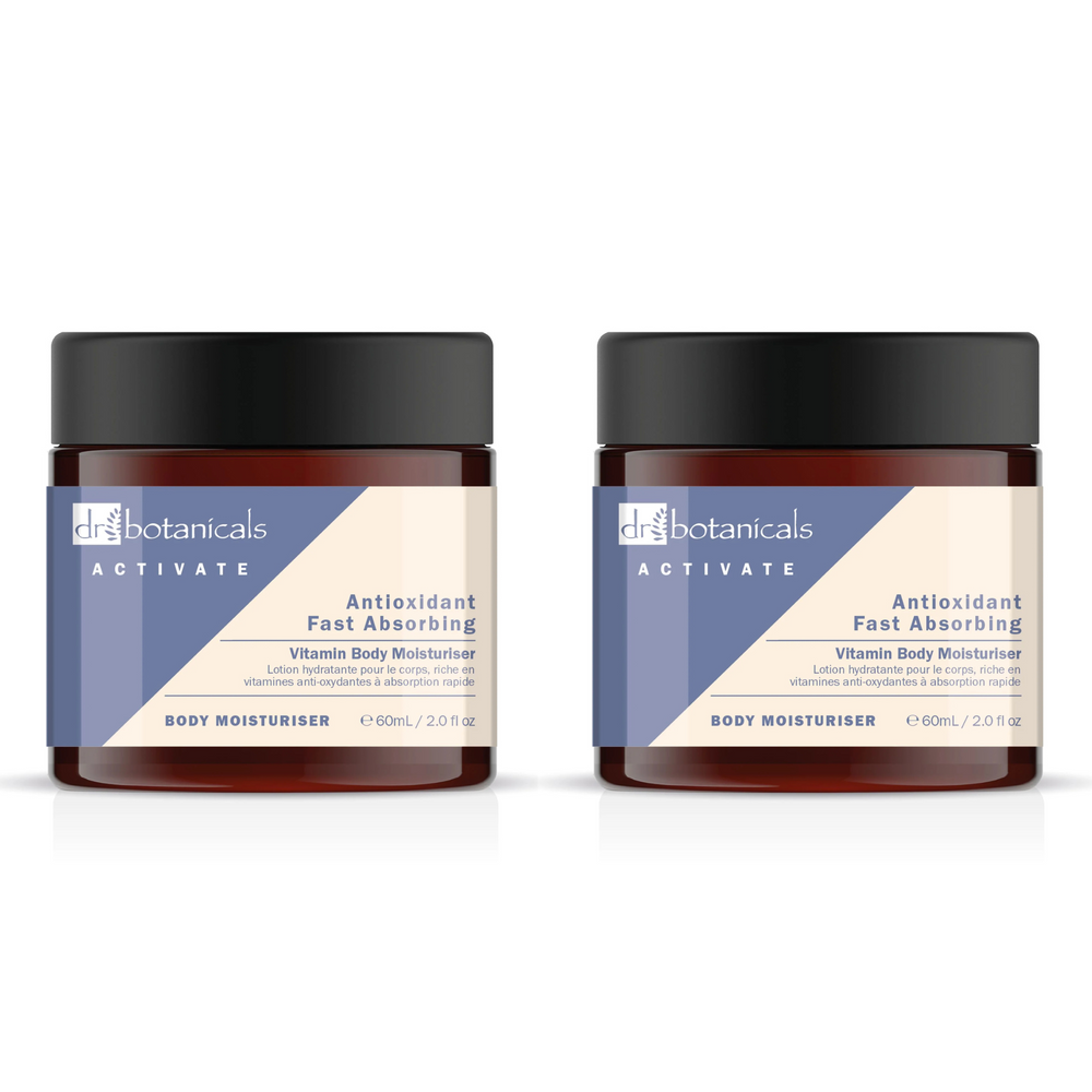 Dr Botanicals Activate Anti-Oxidant Fast Absorbing Vitamin Body Moisturiser 60ml Twin Value Savings Pack