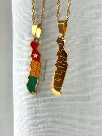 Togo Flag Map Necklace - Gold