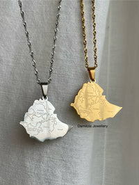 Ethiopia Engraved Map Necklace