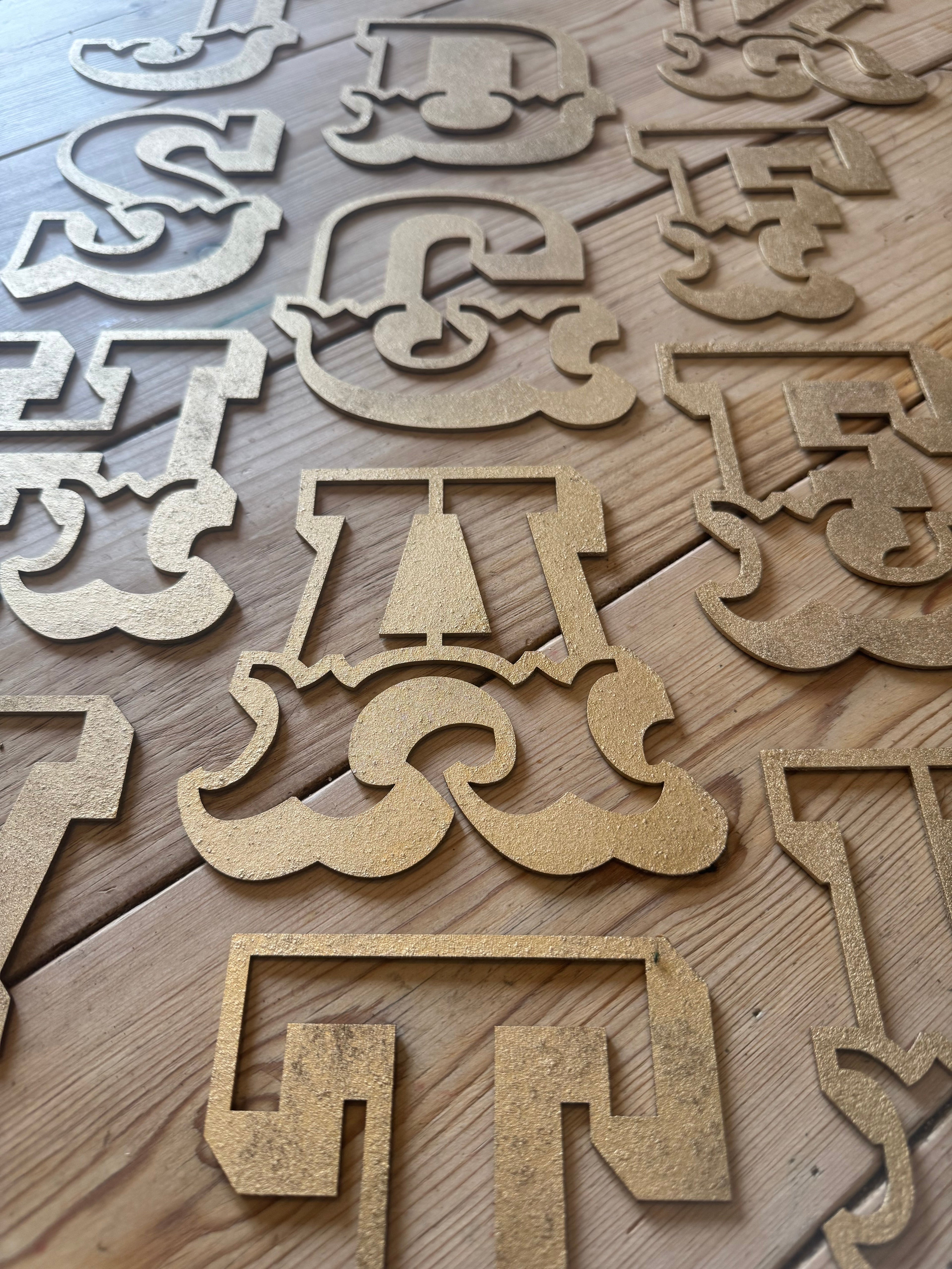 A-Z Rustic 5" or 12" Gold Metal Carnival Letters.