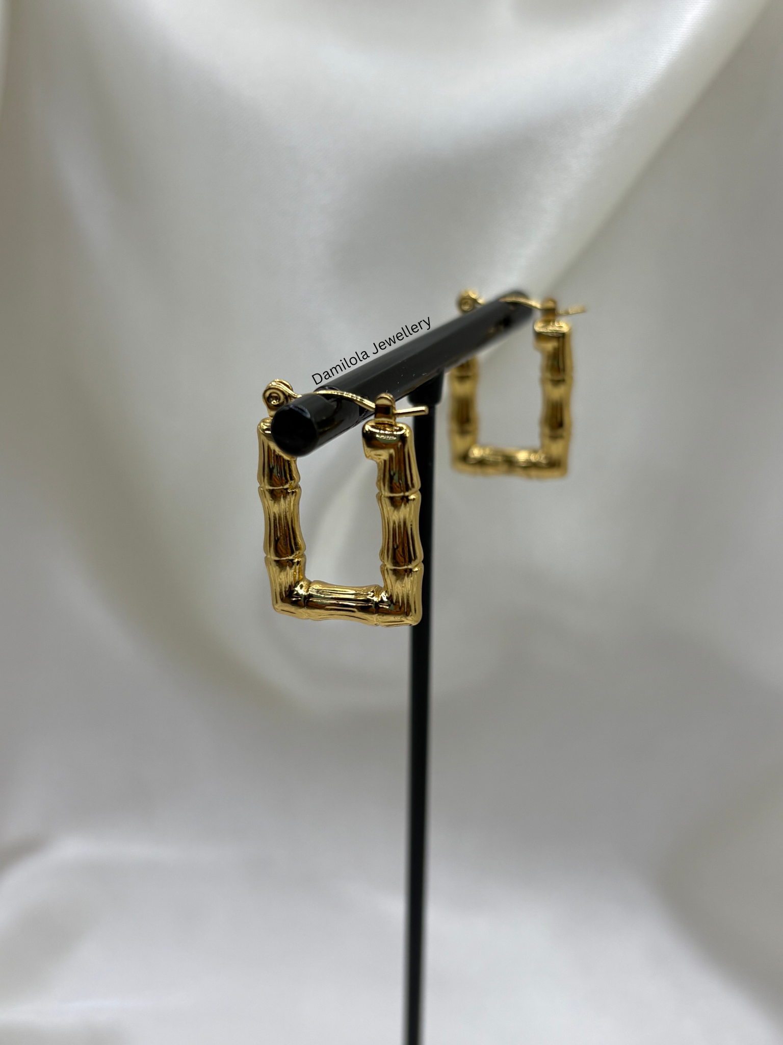 Gold ‘Brooklyn’ Bamboo Rectangle Hoops