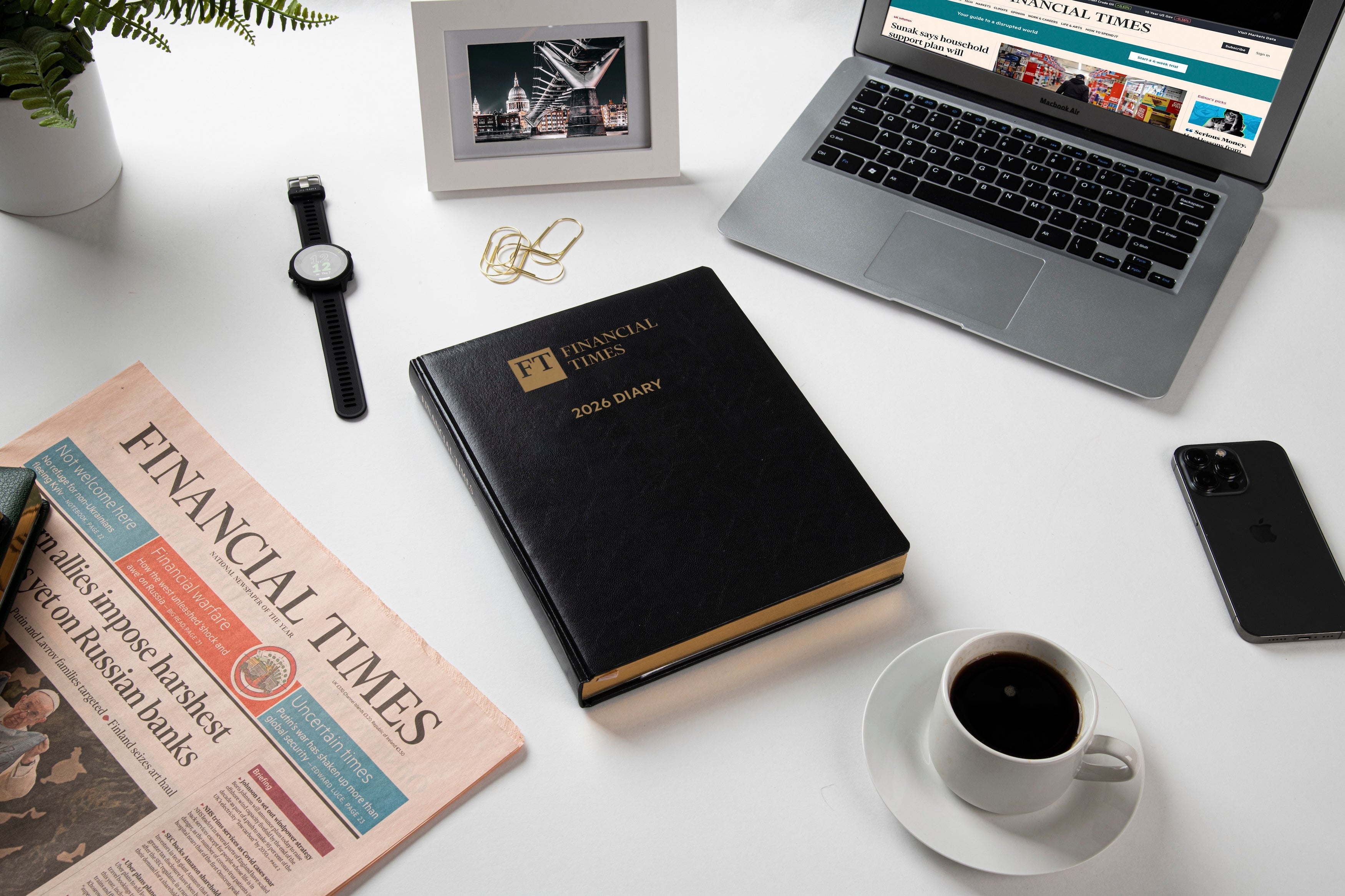 2026 Leather Desk Diary - Week-to-View Planner - Black