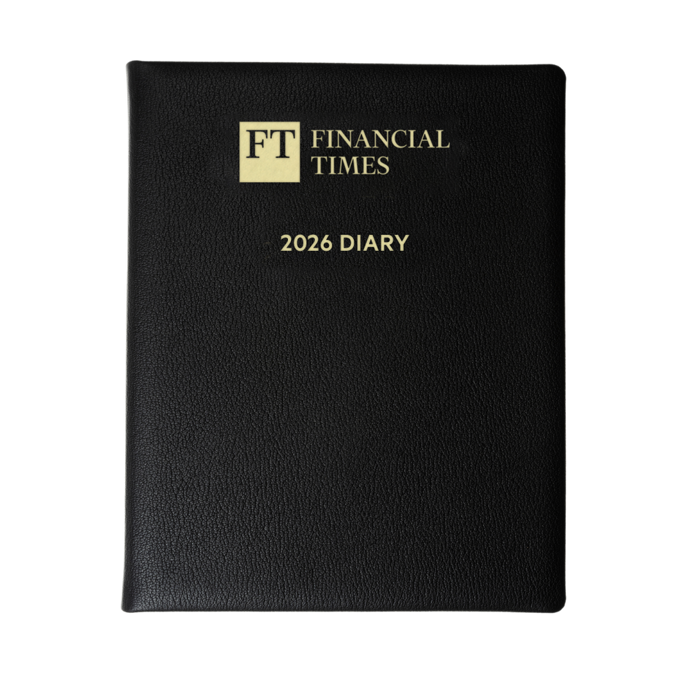 2026 Leather Desk Diary - Week-to-View Planner - Black