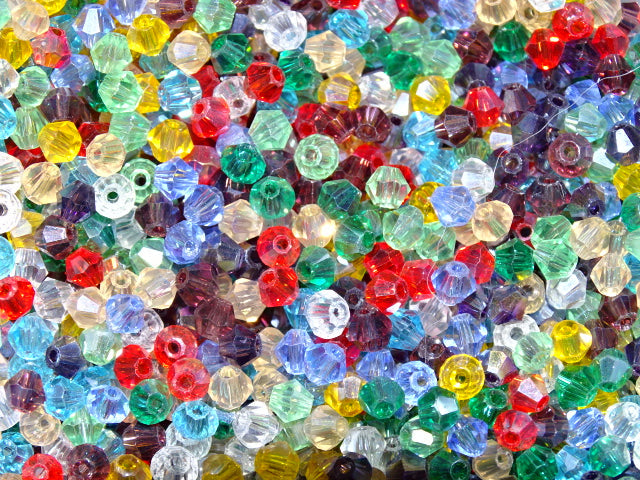 'Random Rainbow Mix'  Ab Colour Plated Glass Bicone Beads 4mm