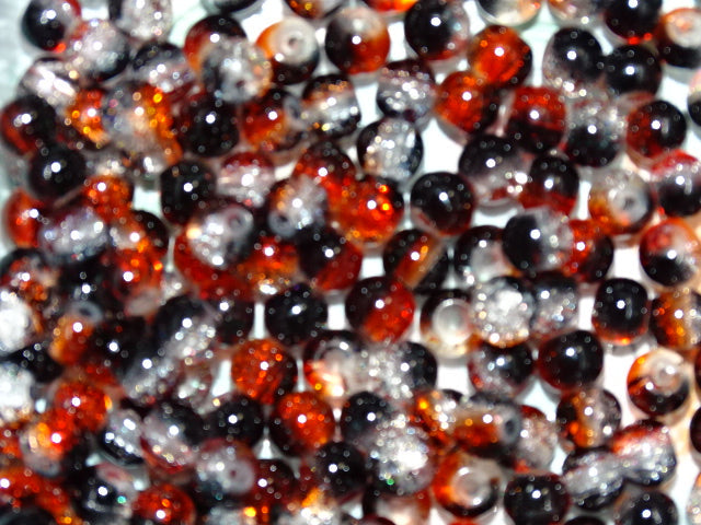 'Tortoiseshell'   3 Toned Crackle Glass Beads  6mm