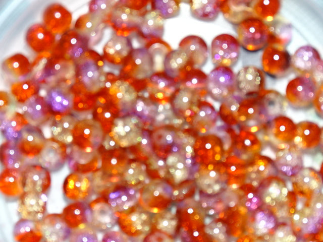 'Barley Sugar'  3 Toned Crackle Glass Beads   6mm