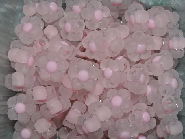 'Pink Daisy'  Frosted Acrylic Flower Shaped Beads   12x12.5x6mm, Hole: 2.5mm