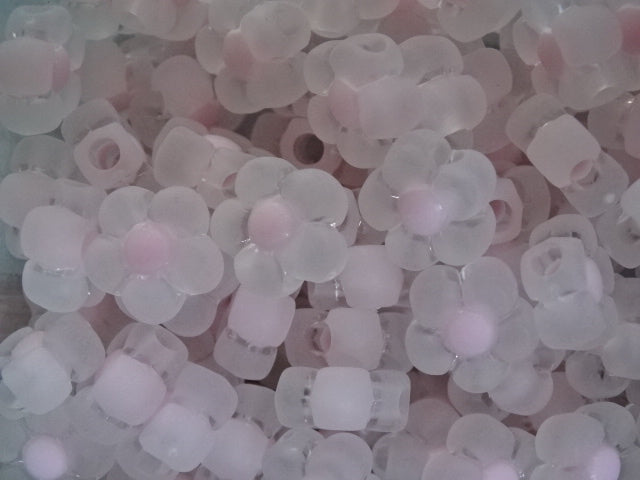 'Pink Daisy'  Frosted Acrylic Flower Shaped Beads   12x12.5x6mm, Hole: 2.5mm
