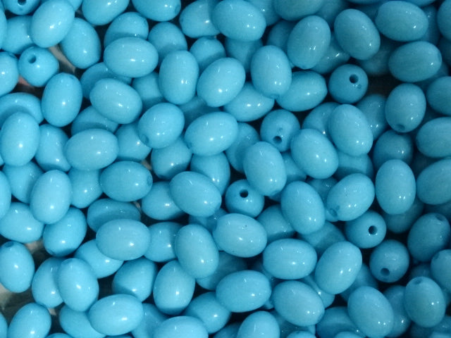 'Opaque Sky Blue'  Acrylic Egg Shaped Beads  12x9mm, Hole: 2mm