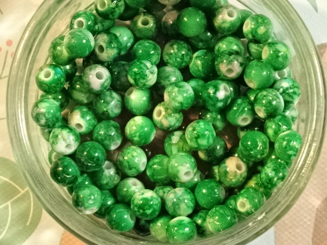 'Peashoot' 8mm Acrylic Multi Coloured Marble Effect Beads