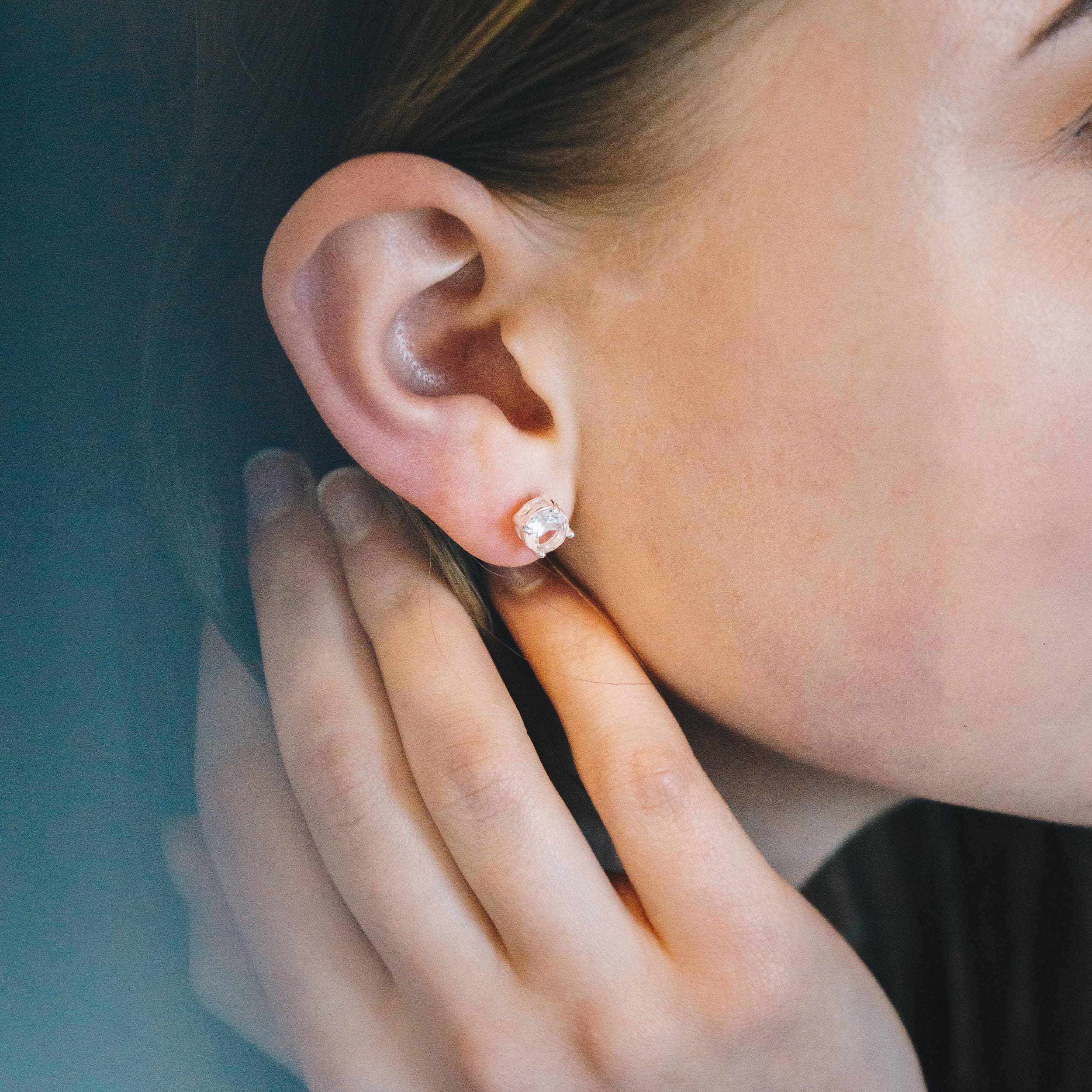April (Diamond) Birthstone Earrings Created with Zircondia® Crystals