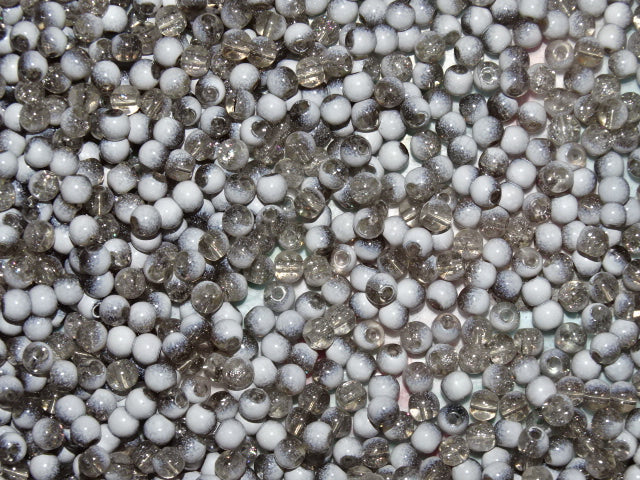 'Silver Snow'  2 Toned Glass Crackle Beads  4mm