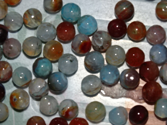 Natural Faceted 'Dragon Vein' Dyed Agate Beads   8mm