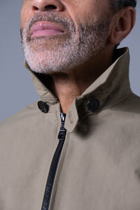 White Zip Jacket - Khaki Showerproof
