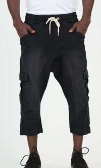 QL Pantacourt Cargo Jeans in Black
