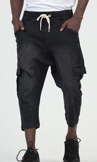 QL Pantacourt Cargo Jeans in Black