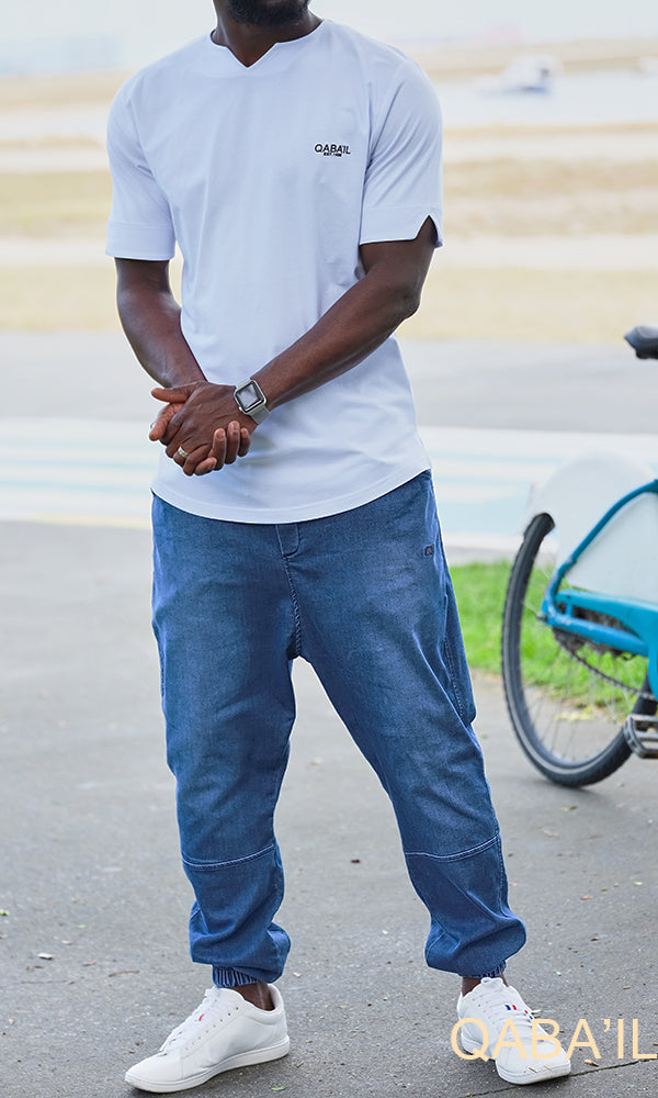 QL Relaxed Fit Stretch Cuffed Jeans in Ocean Blue