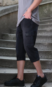 QL Pantacourt Cargo Jeans in Black