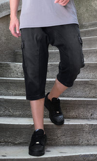 QL Pantacourt Cargo Jeans in Black