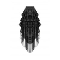 Dark in Love Belladonna Tiered Lace High-Low Goth Skirt in Black