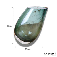 Daruni Luxury Forest Green Glass Vase with Angled Design