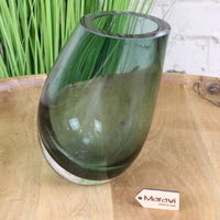 Daruni Luxury Forest Green Glass Vase with Angled Design