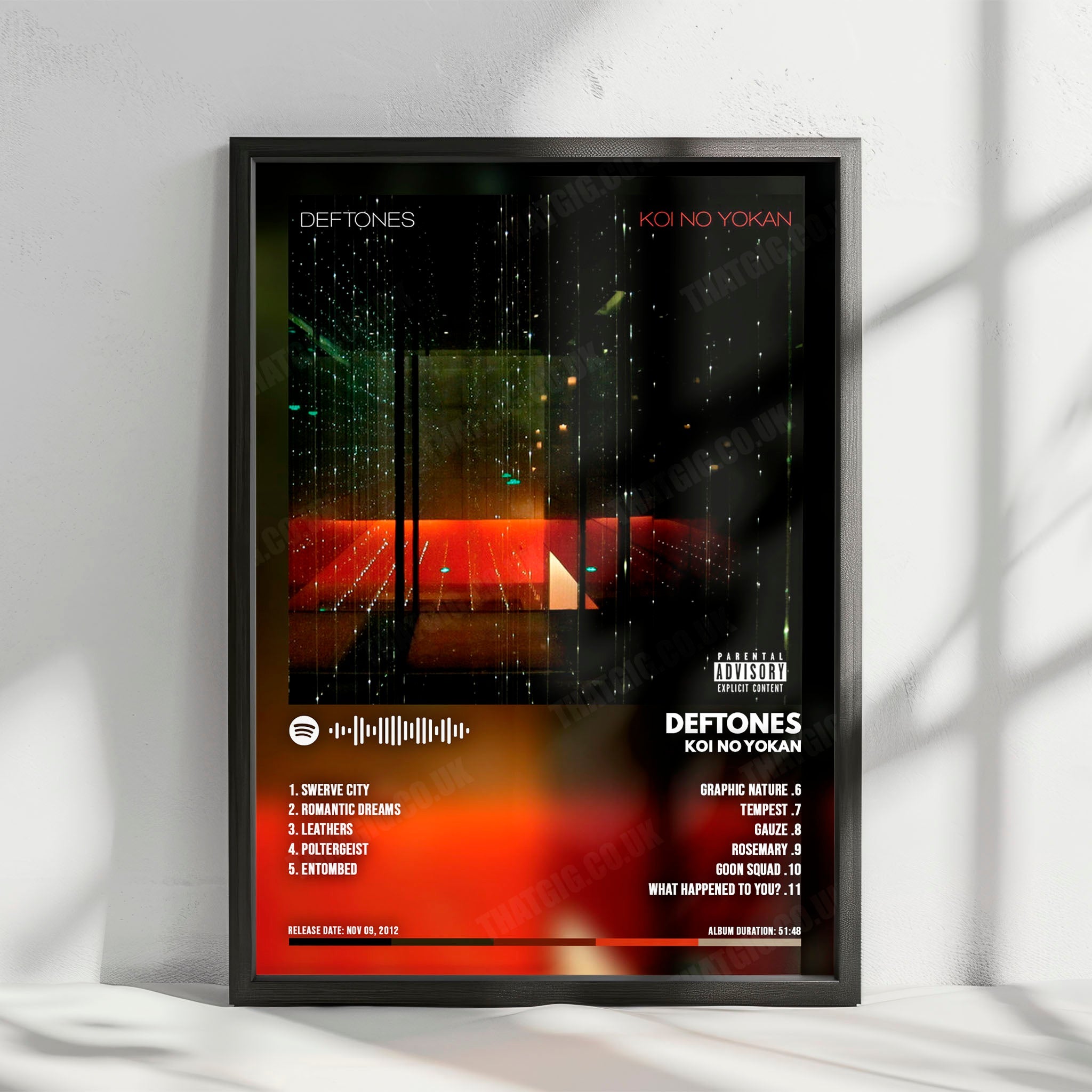 Deftones "Koi No Yokan  " Album Cover Poster - with Complete Tracklist