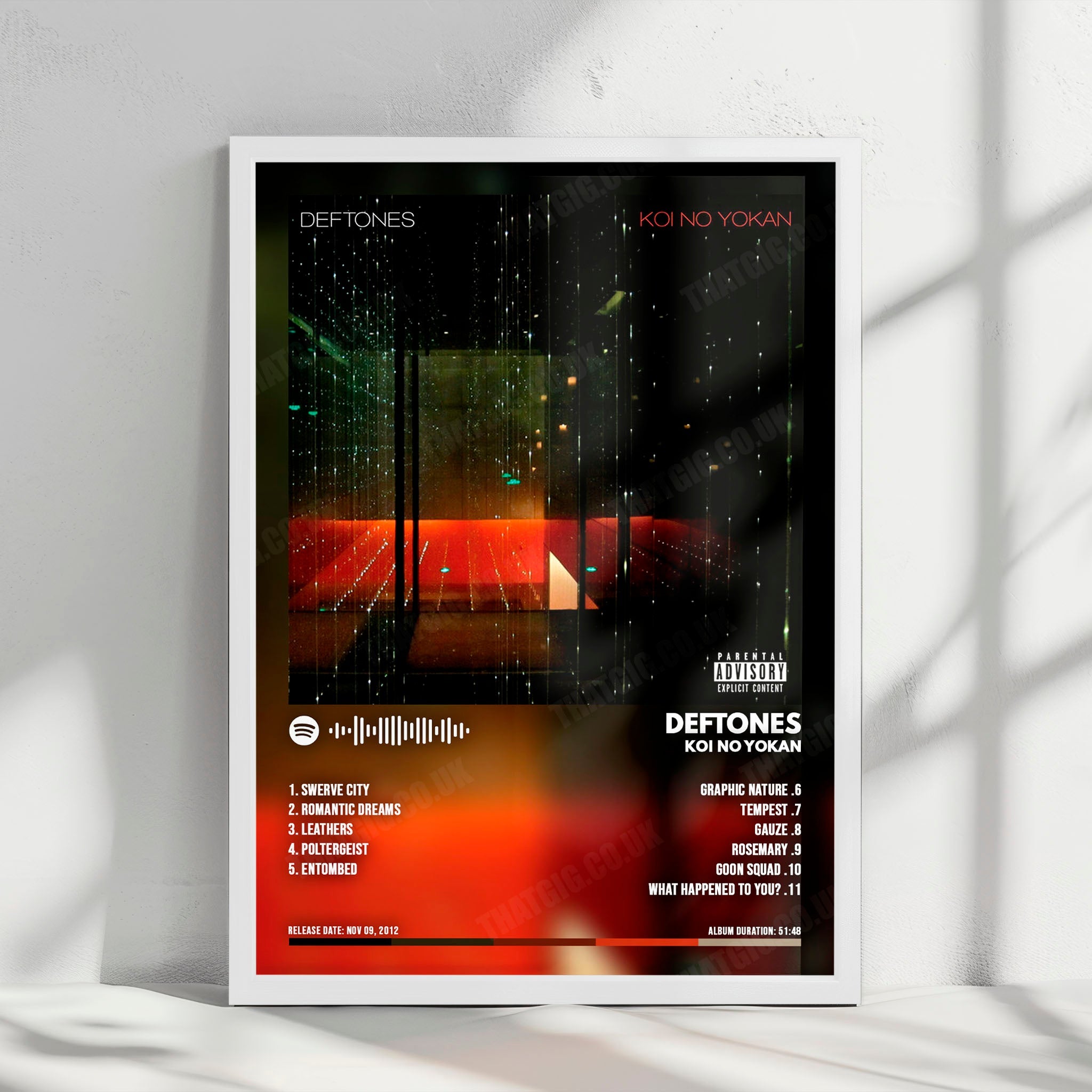 Deftones "Koi No Yokan  " Album Cover Poster - with Complete Tracklist