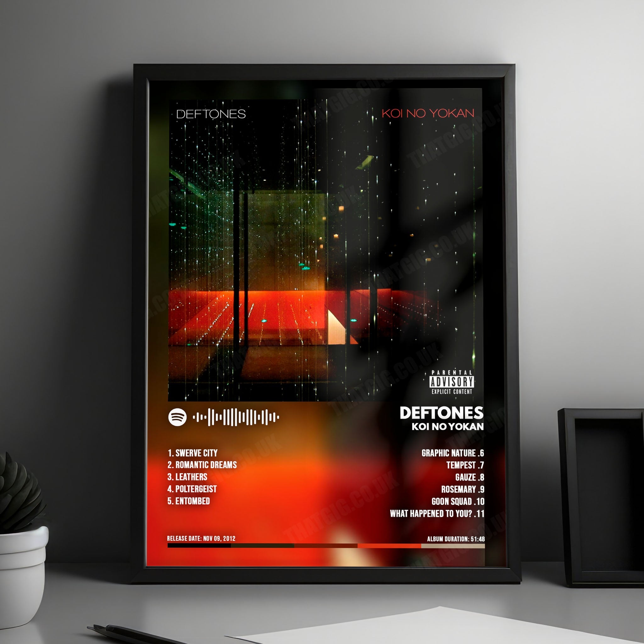 Deftones "Koi No Yokan  " Album Cover Poster - with Complete Tracklist