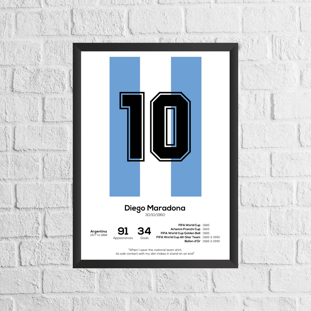 Diego Maradona Argentina Legend Stats Print