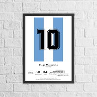 Diego Maradona Argentina Legend Stats Print