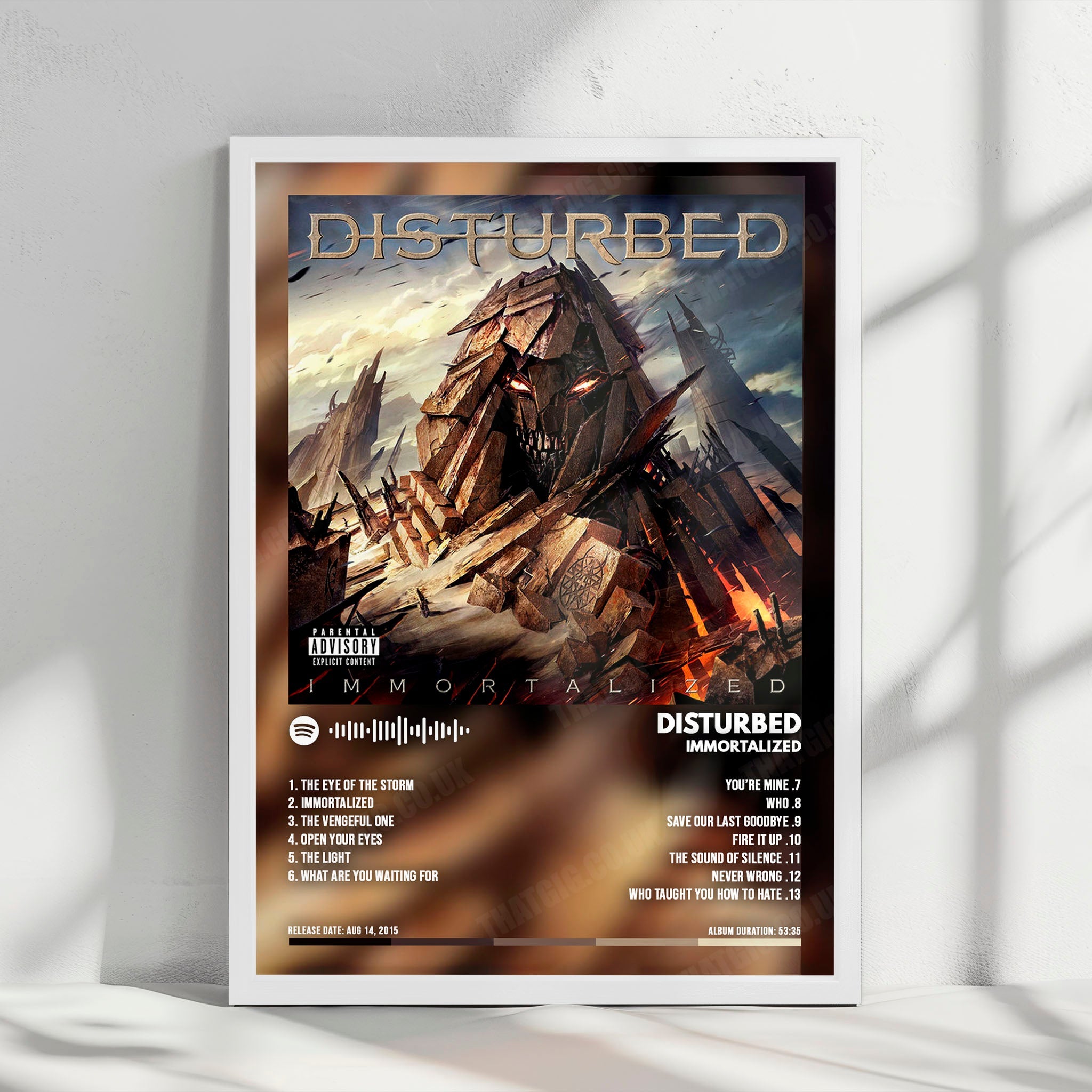 Disturbed "Immortalized  " Album Cover Poster - with Complete Tracklist