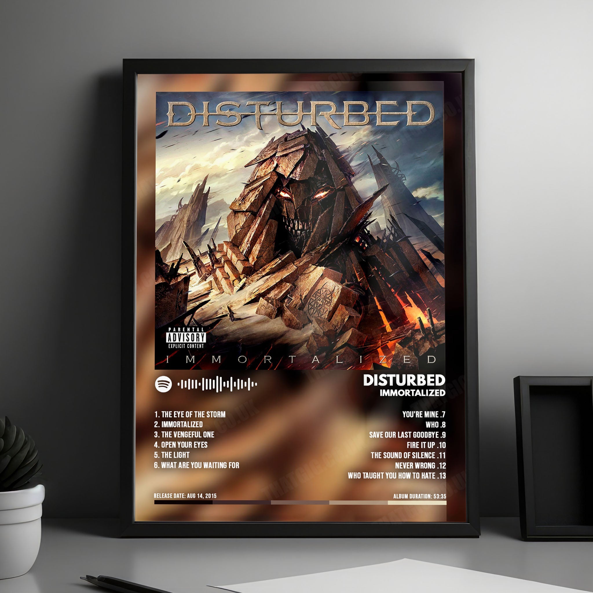 Disturbed "Immortalized  " Album Cover Poster - with Complete Tracklist
