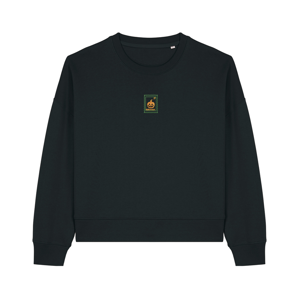 Spooky Pumpkin Cropped Sweatshirt - Halloween - Relaxed Fit